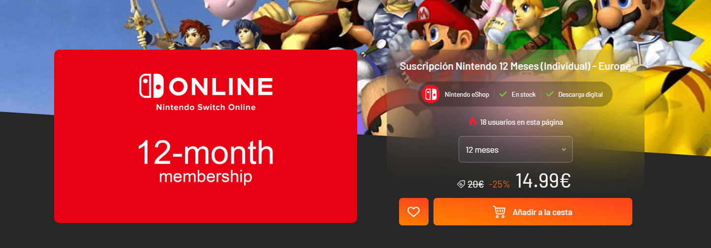 Descuento Membresía Nintendo Online